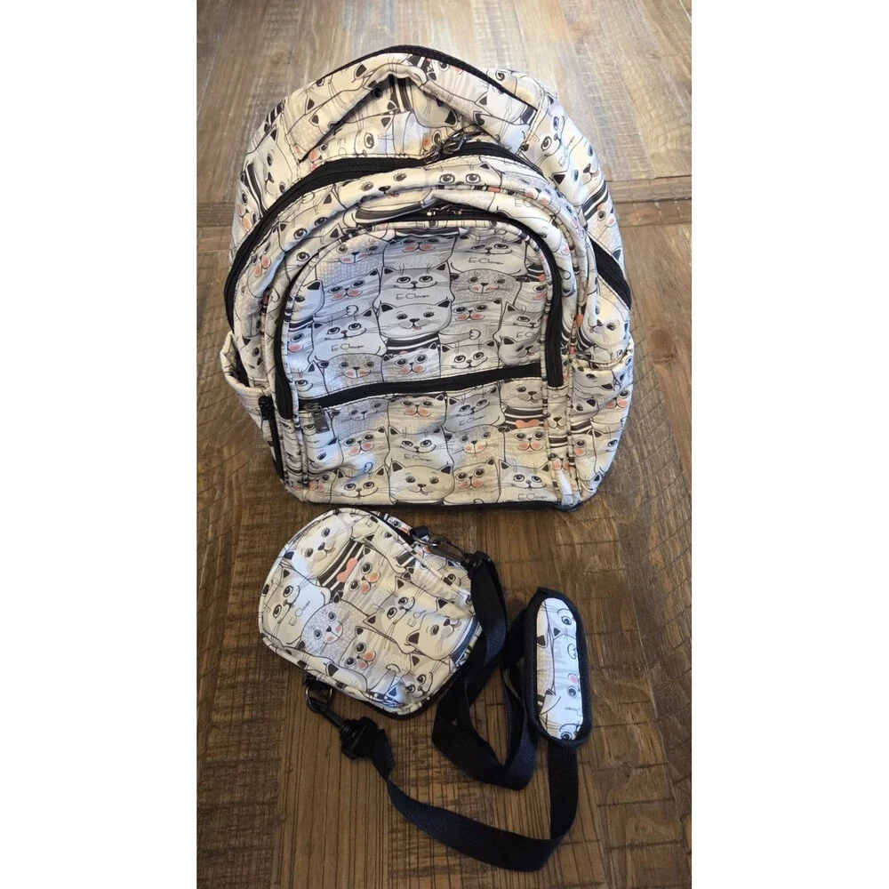 Cat Backpack for Girls Boys Cute School Bookbags with Removable Shoulder Bag...